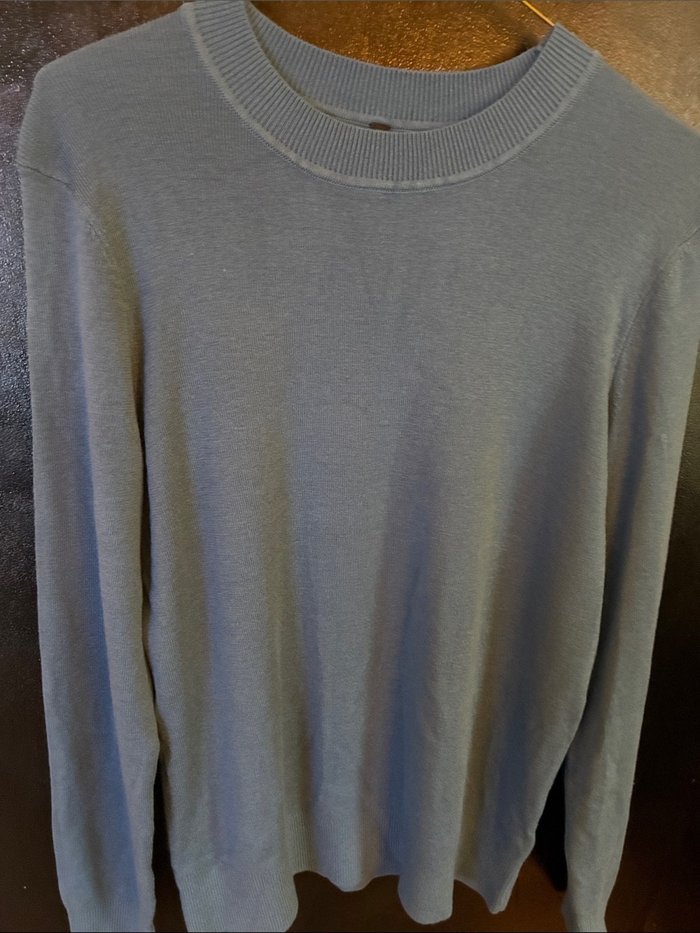 Lightweight Crewneck wool blend and anti pilling acrylic Sweater in Dusty Blue